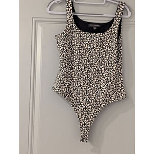 Women's Banana Republic Bodysuit S Black White Leopard Print